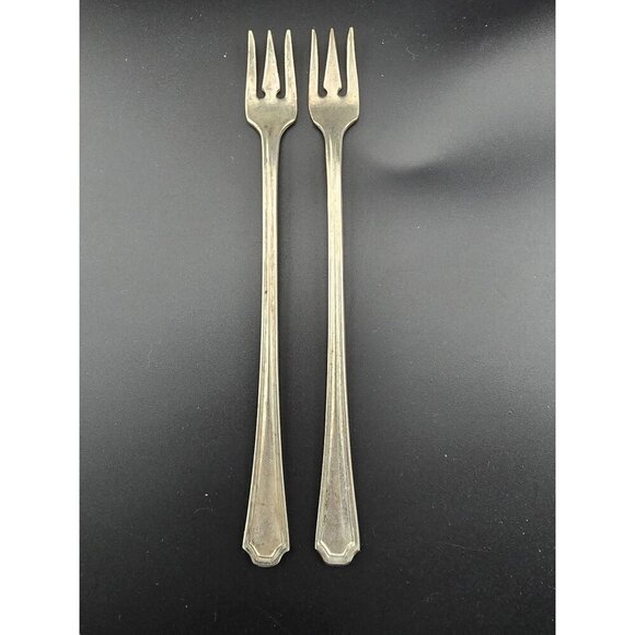 Vintage Set of 2 Cocktail Forks Oneida Silversmiths 6" - Picture 1 of 7